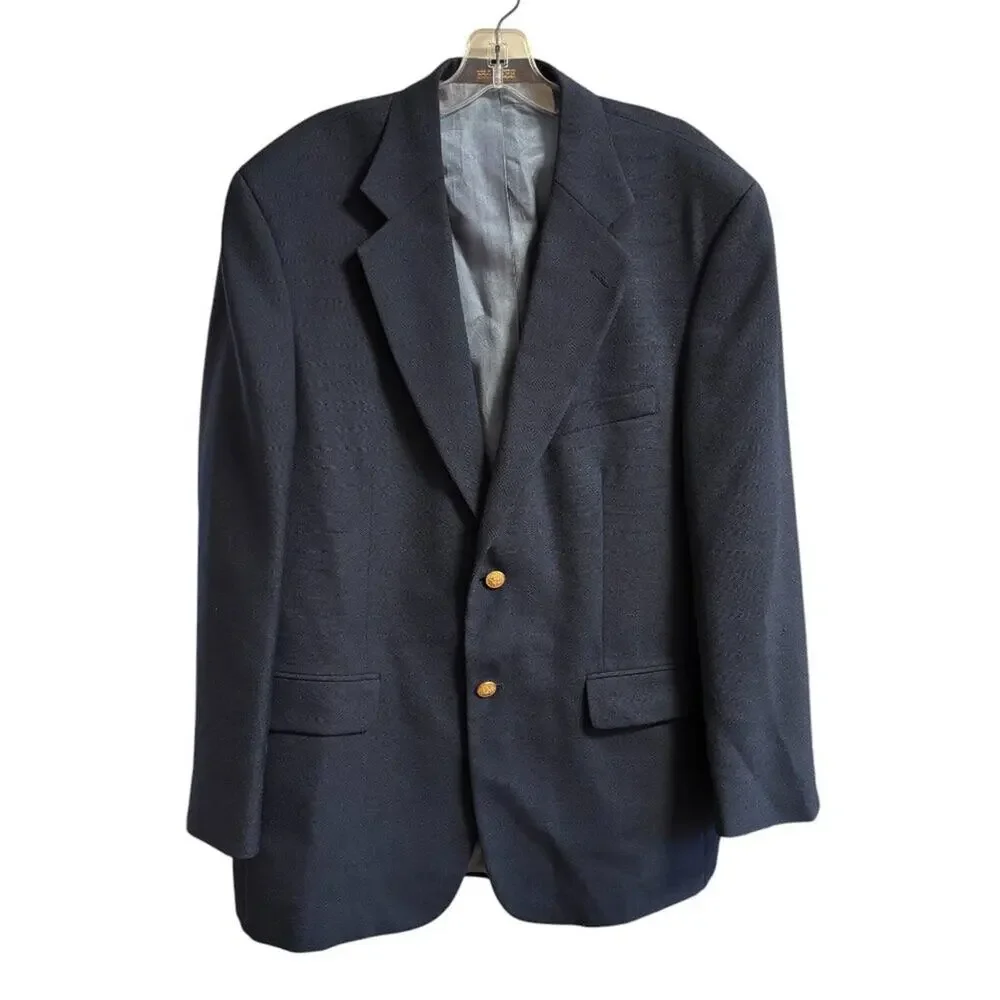 VTG STAFFORD Gold Button Wool Blend Blazer Jacket in Navy Blue  MEN'S 42R